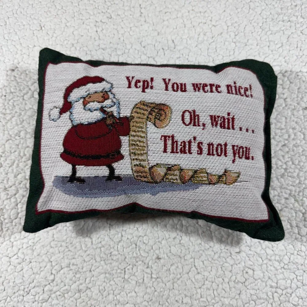Christmas Santa Humor Tapestry Small Throw Decorative Pillow Embroidered